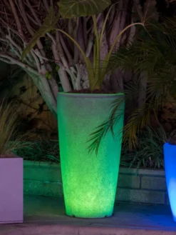 Solar Illuminated Planter Tall Granite, 32" -Garden Care Series Store 8600183 0683 tif