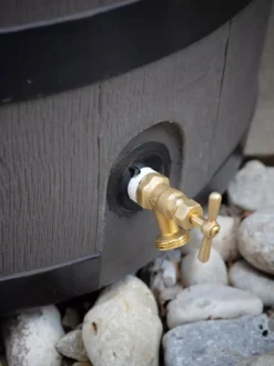 Round Rain Barrel With Planter, 35 Gallons -Garden Care Series Store 8612856BK 10V tif