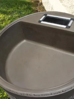 Round Rain Barrel With Planter, 35 Gallons -Garden Care Series Store 8612856WALNT 02V tif